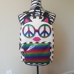 Betsy Johnson Rainbow Peace Kitty Backpack NWT